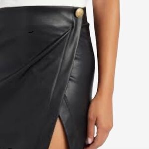 Bishop+Young Vegan Leather Wrap Pencil Skirt Slit Sculpting High Rise It Girl Sm